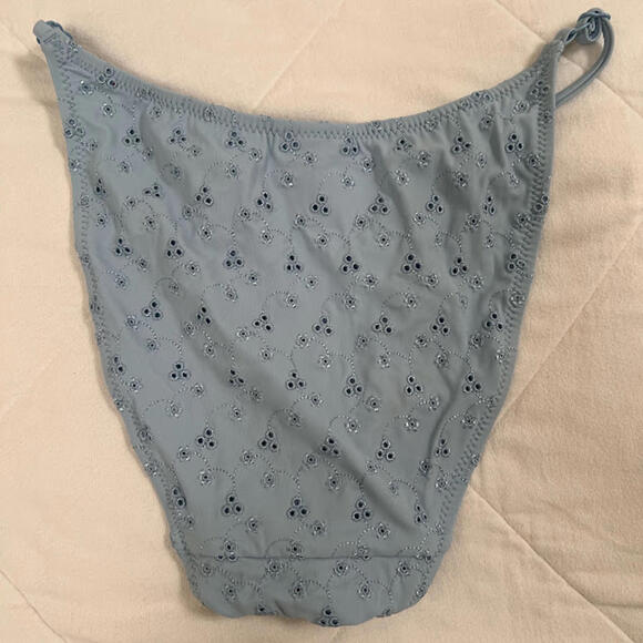Light Blue Embroidered Bikini Bottom (bottom only) – Adjustable Sides - XXS - Picture 3 of 5